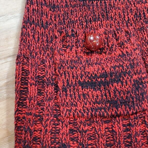 💜Ashley Red Variegated Sweater Buttoned Cowl Neck Dress w/Pockets Medium - Picture 6 of 7